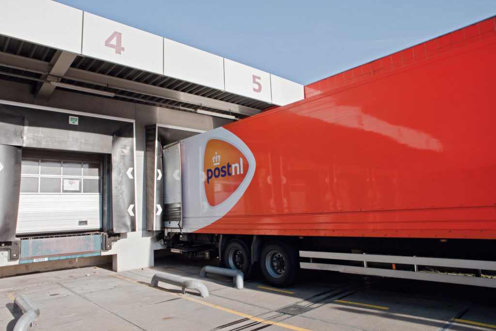 PostNL truck trailer at depot