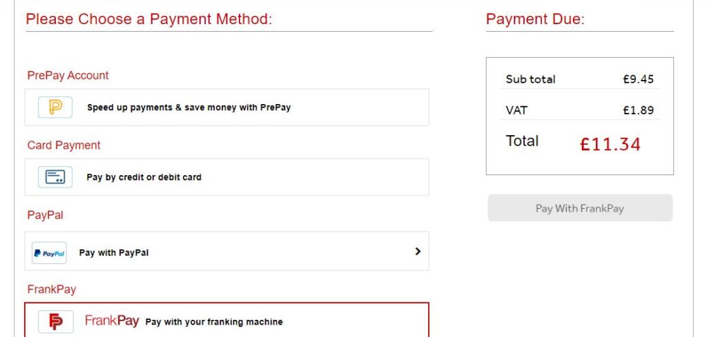 Time-saving franking system for Parcelforce customers