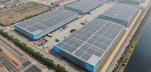 Rooftop solar installations powering Cainiao warehouses in China