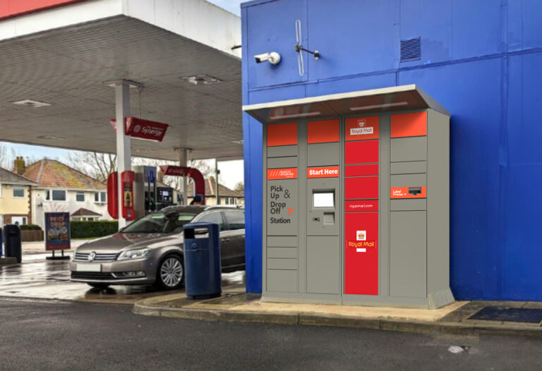 Royal Mail launches nationwide locker network service with Quadient A mock up of the new grey and red Royal Mail parcel locker