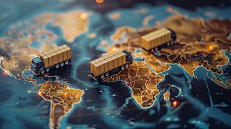 Cross-border e-commerce on the rise, despite trust issues World map showing cross-border logistics transport