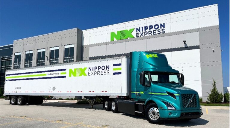 Nippon Express rolls out its first electric truck in USA One of the new electric trucks outside Nippon facility
