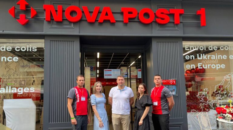 Nova Post opens first branch in France Staff standing outside new Nova Post Branch in Nice, France