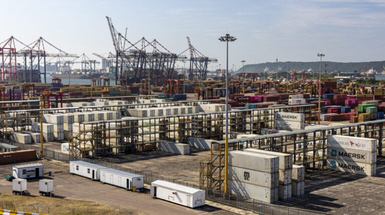 Logistics port with large containers