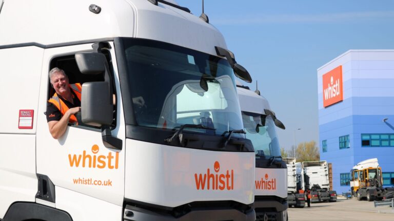 Whistl helps customers offset emissions with Fuel Carbon Calculator White Whistl HGV with orange logo.