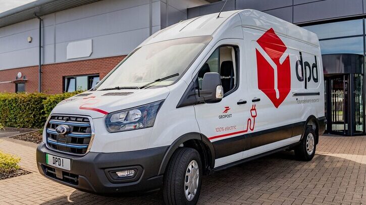 DPD electric van outside depot