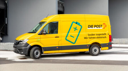 Swiss Post and Fenaco join forces on EV charging network Yellow Swiss Post electric van