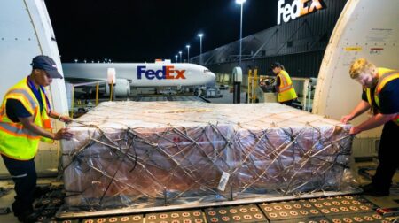 Cargo being loaded onto FedEx aircraft