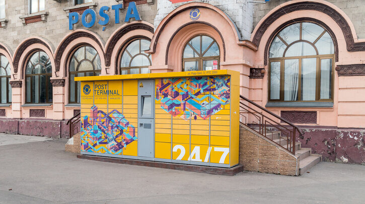 Opinion: How PUDO and parcel lockers are revolutionizing delivery in Moldova Parcel locker of Post of Moldova (Posta Moldovei). Automatic post terminal.