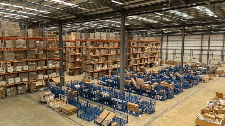XPO Logistics to deliver warehousing and aftermarket delivery services for MG Motor An XPO Logistics warehouse, with tall shelves housing goods and various warehouse equipment