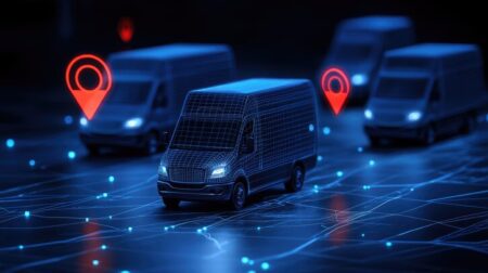 Isometric logistics route visualization system.