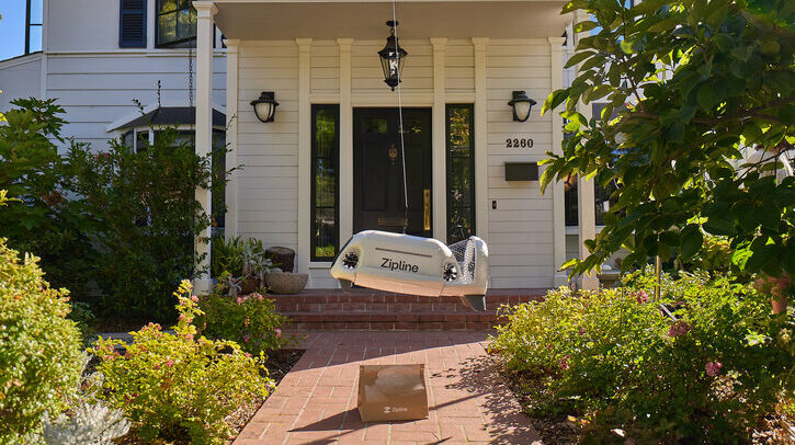 Zipline completes two million drone deliveries; raises US$600m for service expansion Zipline drone making delivery outside of residential home.