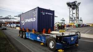 DP World Antwerp trials self-driving vehicle in live terminal operations.
