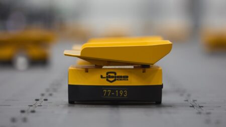 THG Fulfil increases capacity with Libiao Robotics deployment A yellow Libiao Robotics autonomous transport robot.