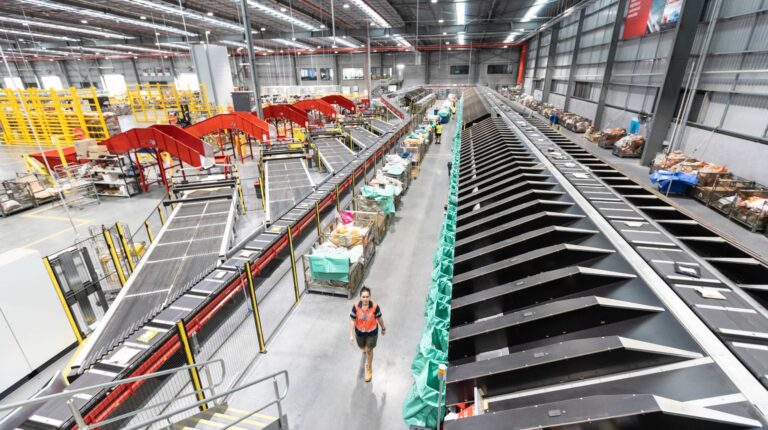 Australia Post opens its largest air and speed parcel facility at Brisbane Airport.