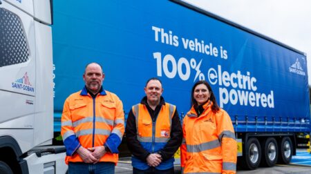 Saint-Gobain adds electric HGVs to UK fleet Saint-Gobain and XPO Logistics add electric HGVs to UK fleet.