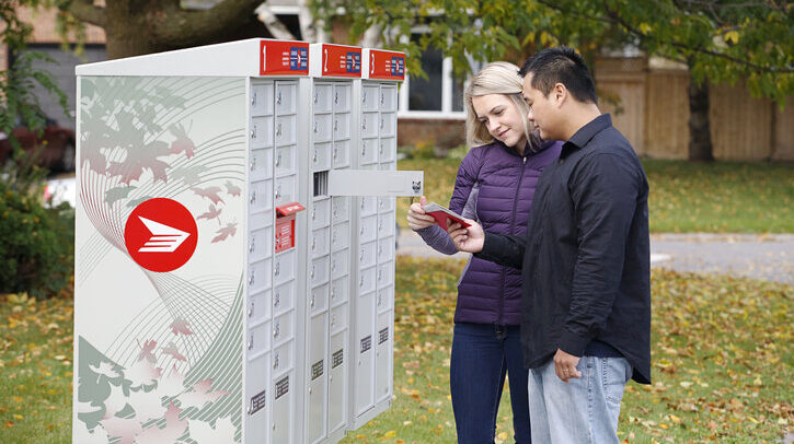 Couple collecting mail from a community mail box