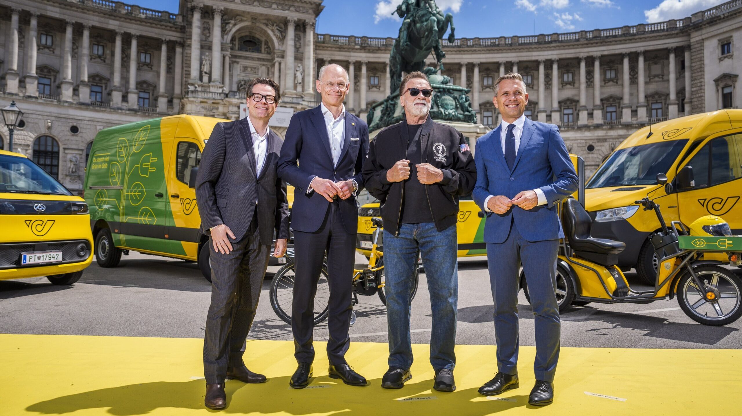 Arnold Schwarzenegger launches Austrian Post’s 100% EV fleet in Vienna